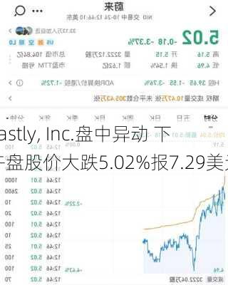 Fastly, Inc.盘中异动 下午盘股价大跌5.02%报7.29美元